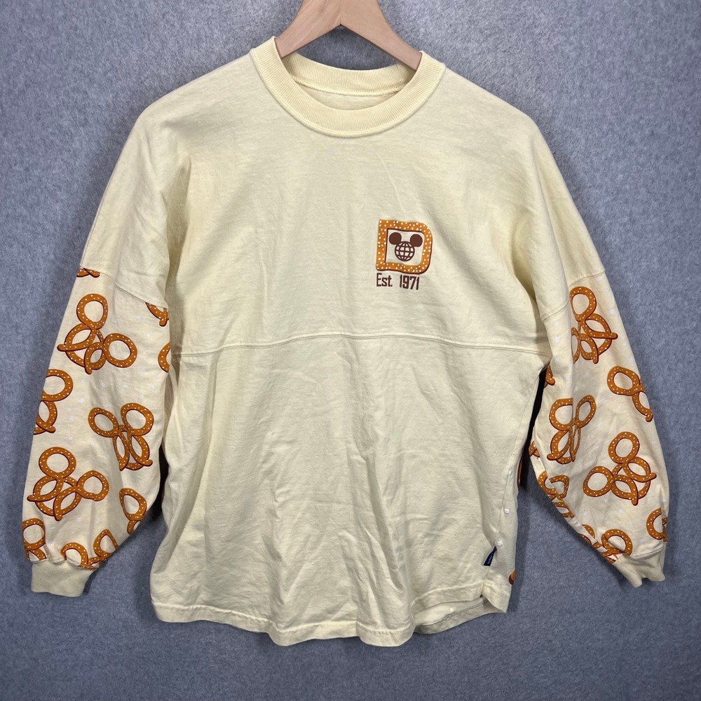 Disney Spirit Jersey Walt Disney World Pretzel Long Sleeve Shirt Womens S Cream